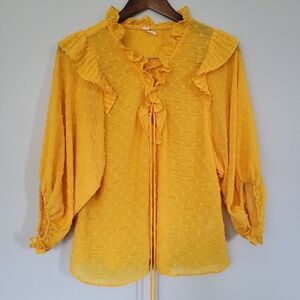 Anthropologie Haida Sunny Ruffle Boho Blouse Swiss Dot XS